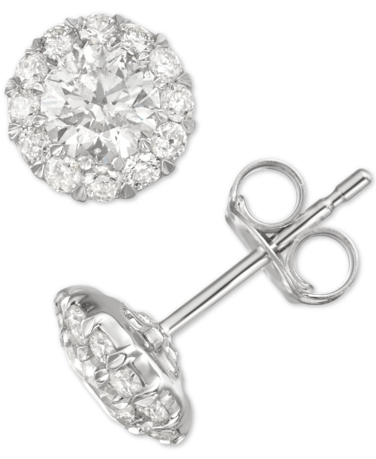 Diamond Cluster Stud Earrings (1 ct. t.w.) in 14k White Gold Product Image