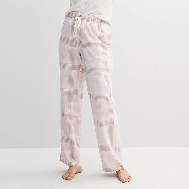 Womens Sonoma Goods For Life Flannel Pajama Pants Ivory Everyday Plaid Product Image