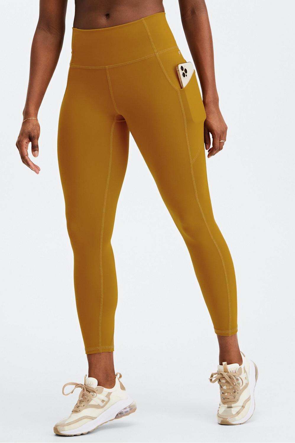 Fabletics Oasis High-Waisted 7/8 Legging Womens yellow Size S Product Image