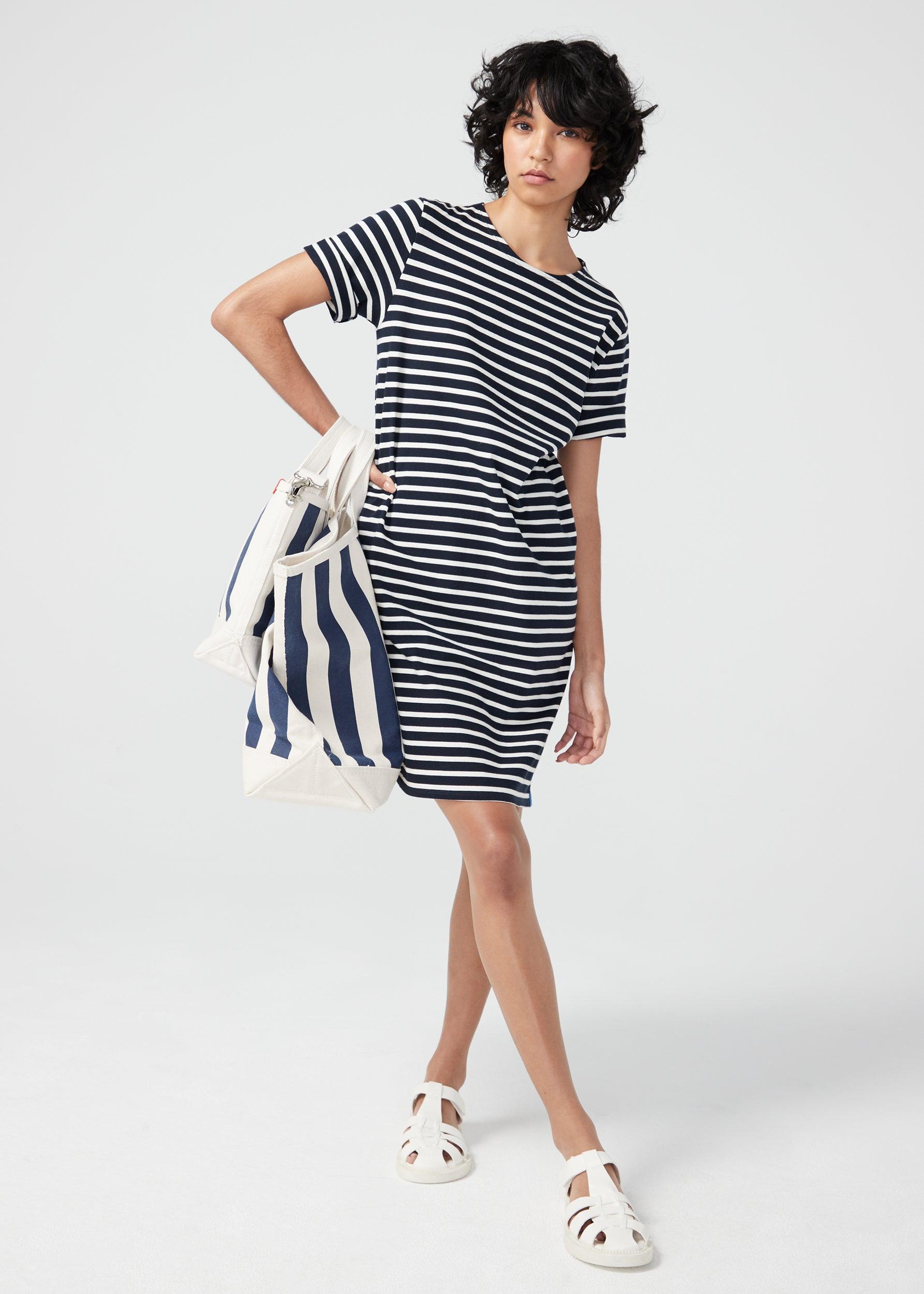 The Tee Dress - Navy/Cream Female Product Image