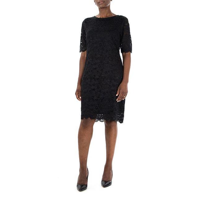 Womens Nina Leonard Floral Lace Sheath Dress Black Product Image