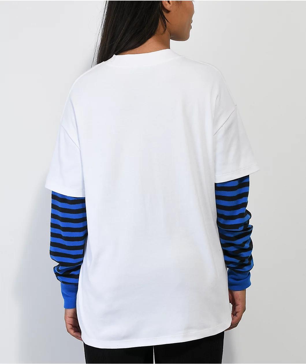 Vitriol Bixie Artificial White & Blue Layered Long Sleeve T-Shirt Product Image