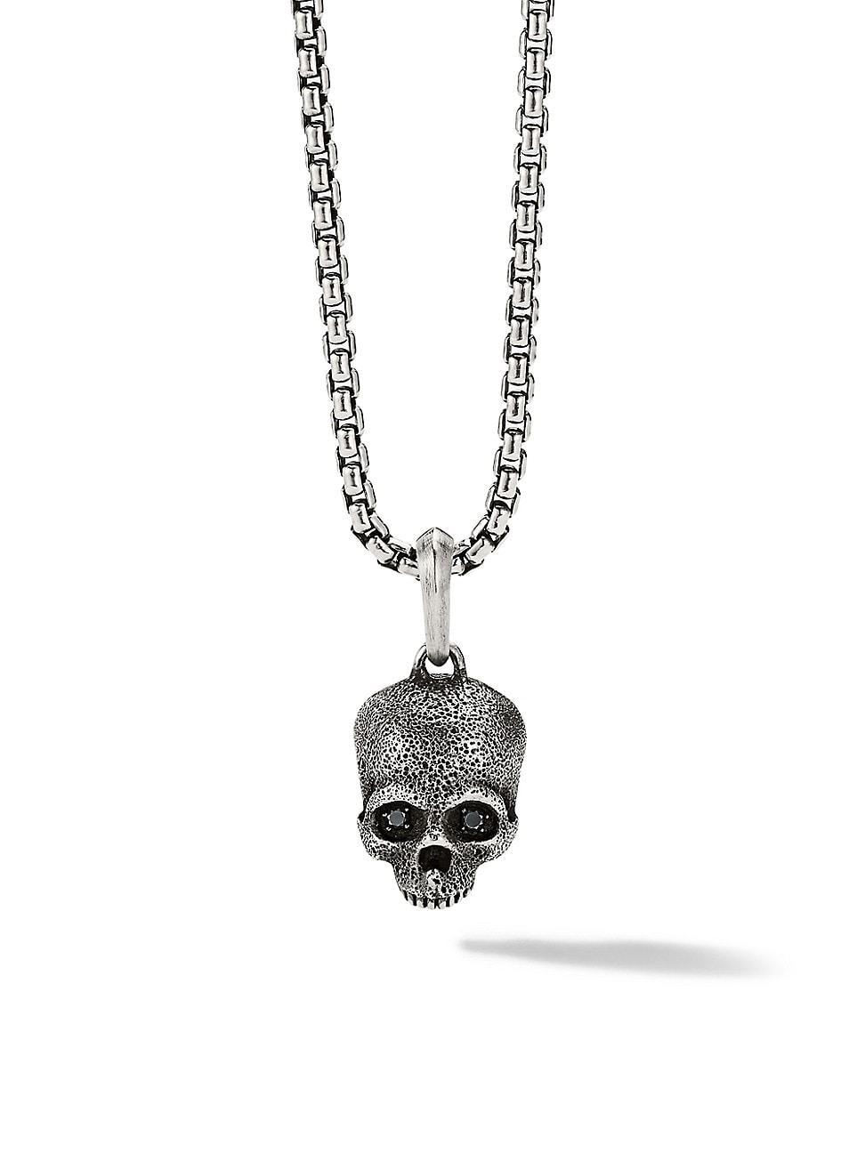 Mens Memento Mori Skull Amulet with Pav Black Diamonds Product Image