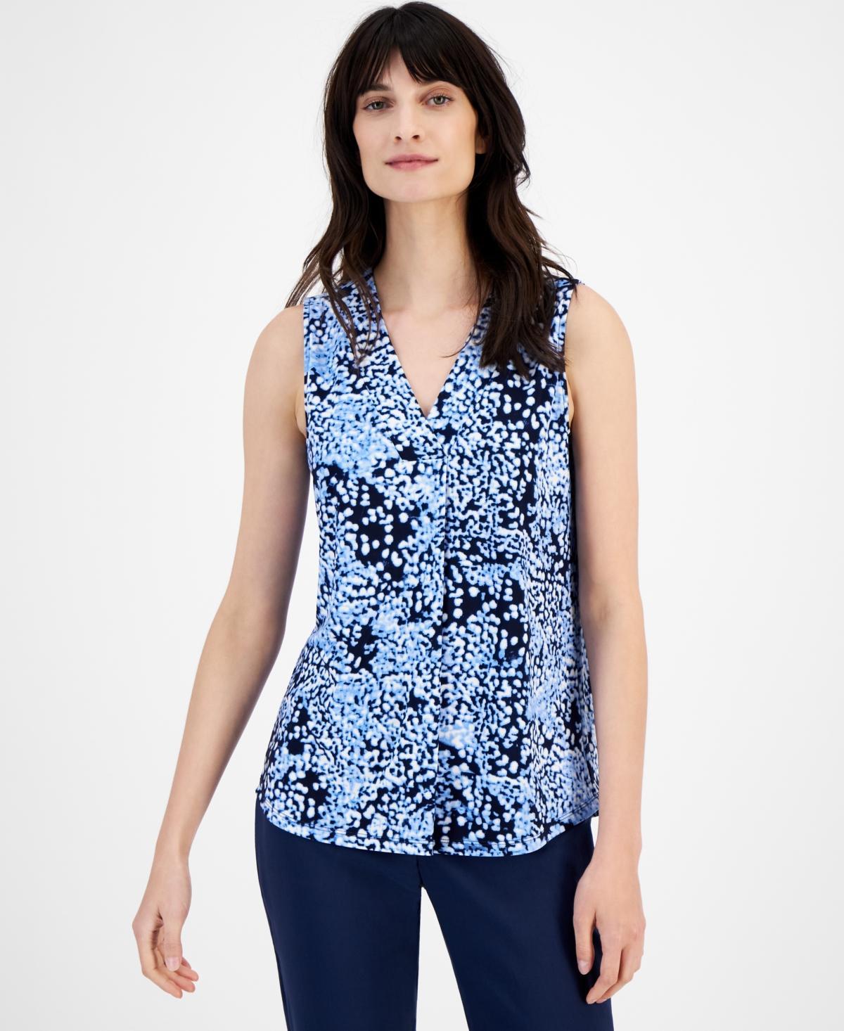 Anne Klein Womens Printed Sleeveless V-Neck Shell Top product image