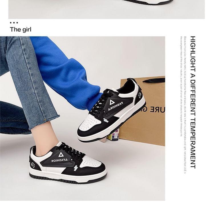 Color Block Lettering Platform Sneakers Product Image