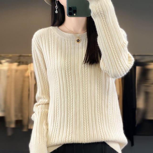 Crewneck Ribbed Plain Sweater Product Image