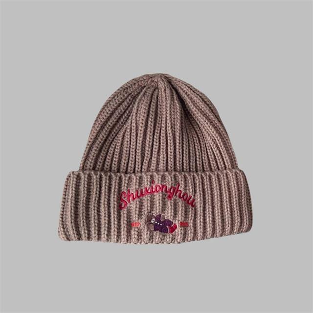 Bear Lettering Embroidered Beanie Product Image