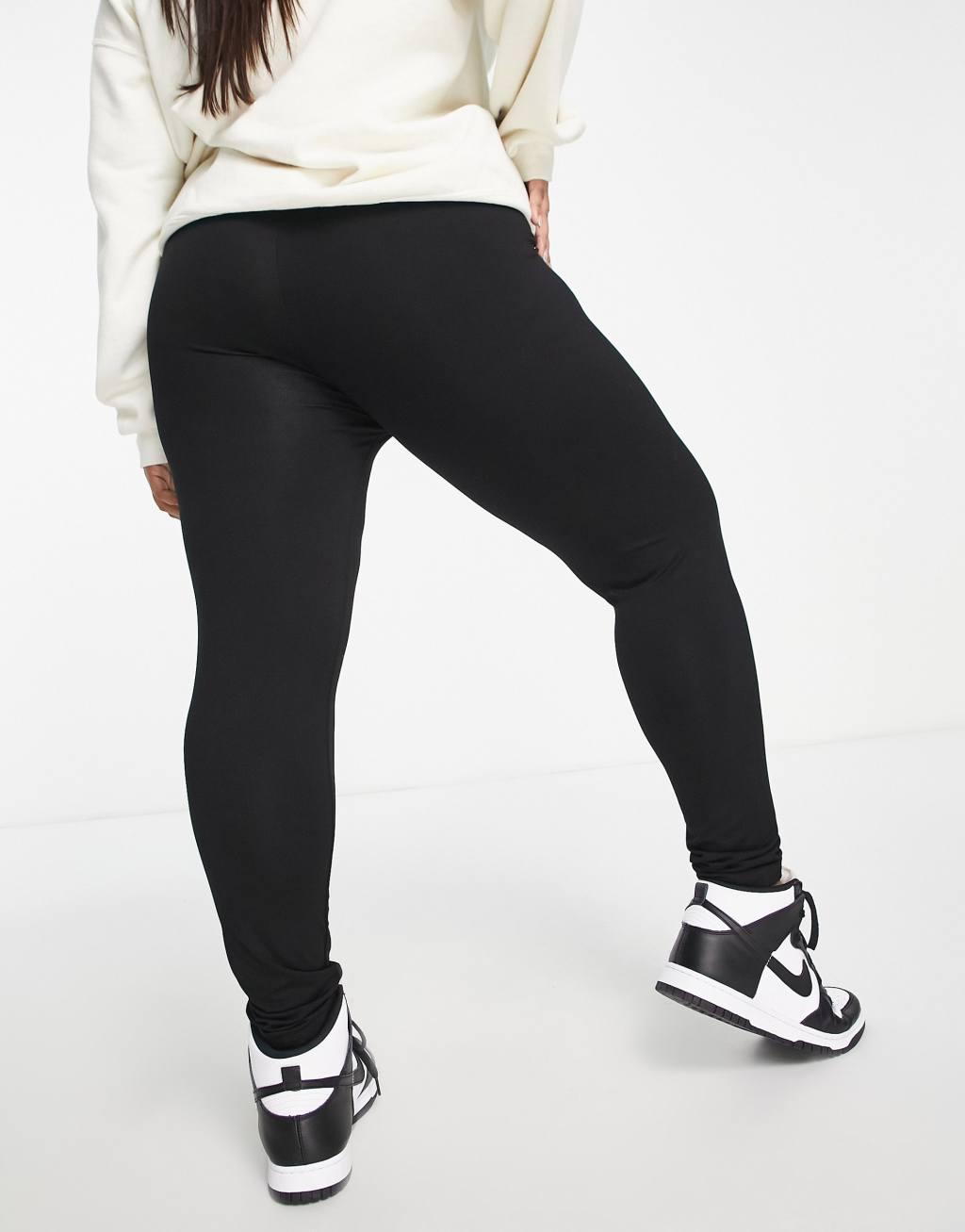 ASOS DESIGN Curve 2 pack leggings in black Product Image