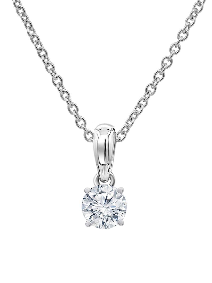 Womens 14K White Gold & 0.3 TCW Natural Diamond Pendant Necklace Product Image