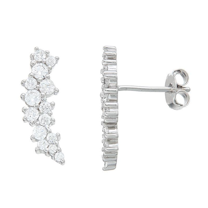 Sterling Silver Clear Cubic Zirconia Stud Earrings, Womens product image