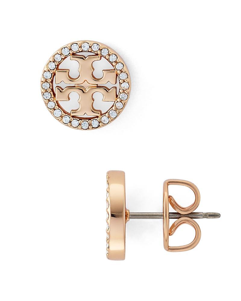 Tory Burch Crystal Logo Circle Stud Earrings Product Image