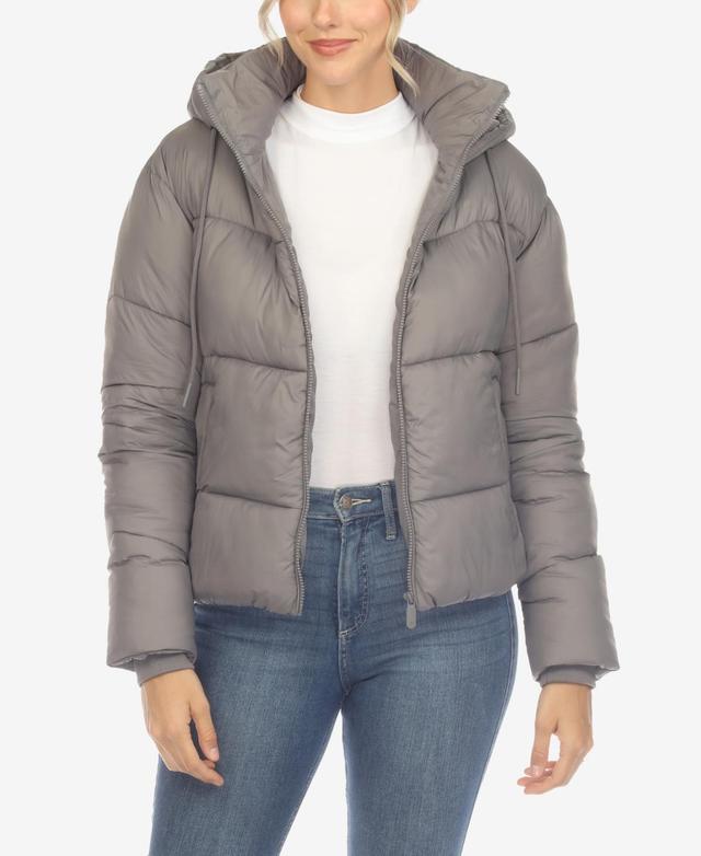 White Mark Womens Full Front Zip Hooded Bomber Puffer Jacket Product Image