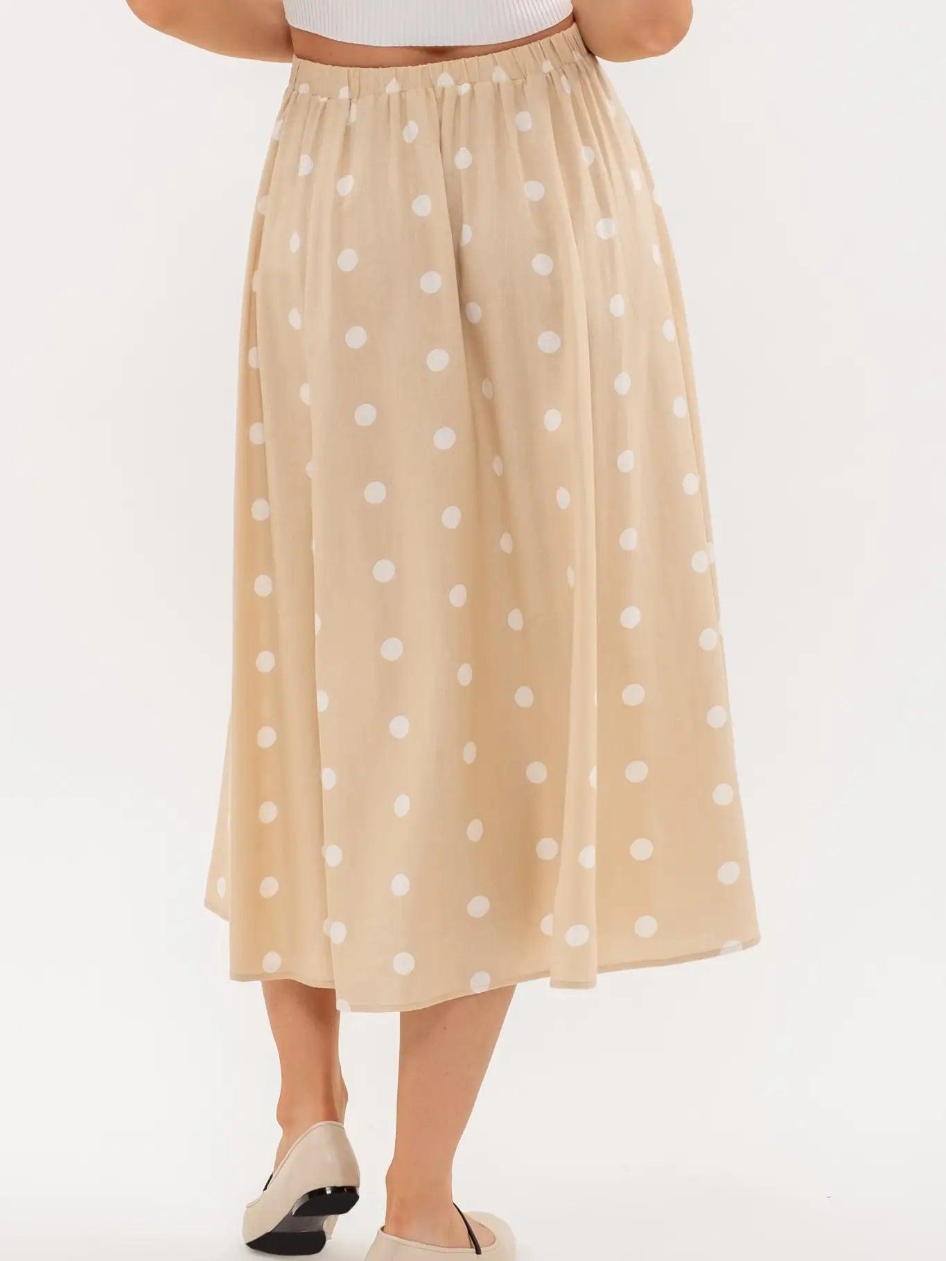 Khaki Polka Dot Midi Skirt Female Product Image