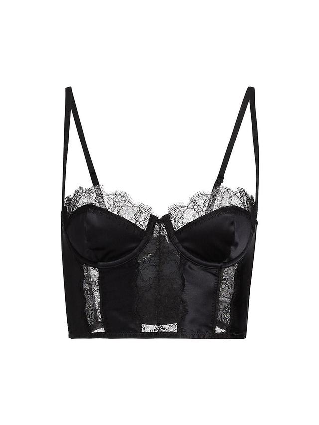 Womens Satin & Lace Longline Bra Product Image