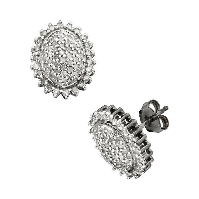 Jewelexcess Sterling Silver 1/2-ct. T.W. Diamond Flower Stud Earrings, Womens, White Product Image