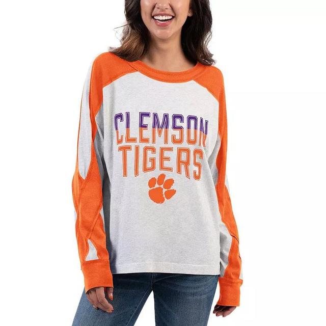 Womens G-III 4Her by Carl Banks Ash/Orange Clemson Tigers Smash Oversized Long Sleeve T-Shirt Product Image