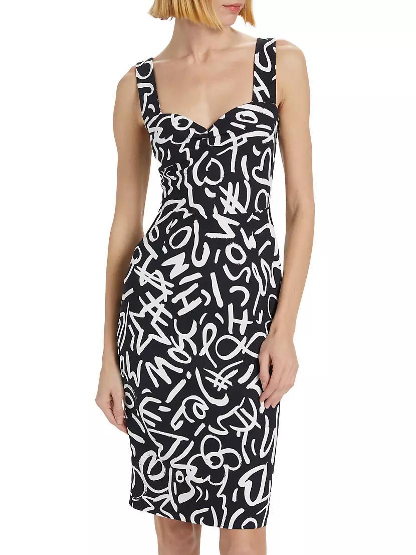 Scribble Logo Sweetheart Midi-Dress Product Image