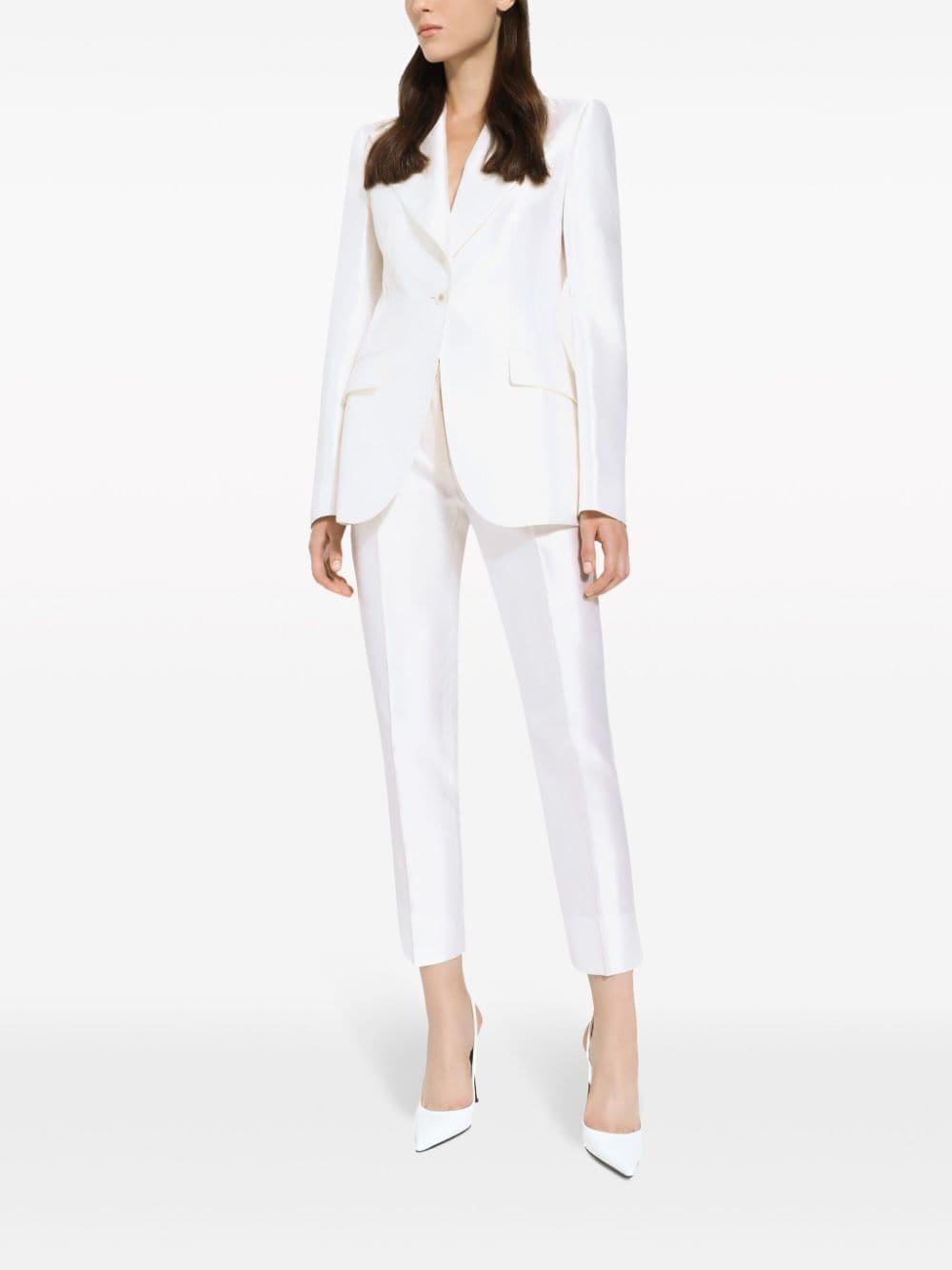 Turlington Single-breasted Silk Blazer In White Product Image