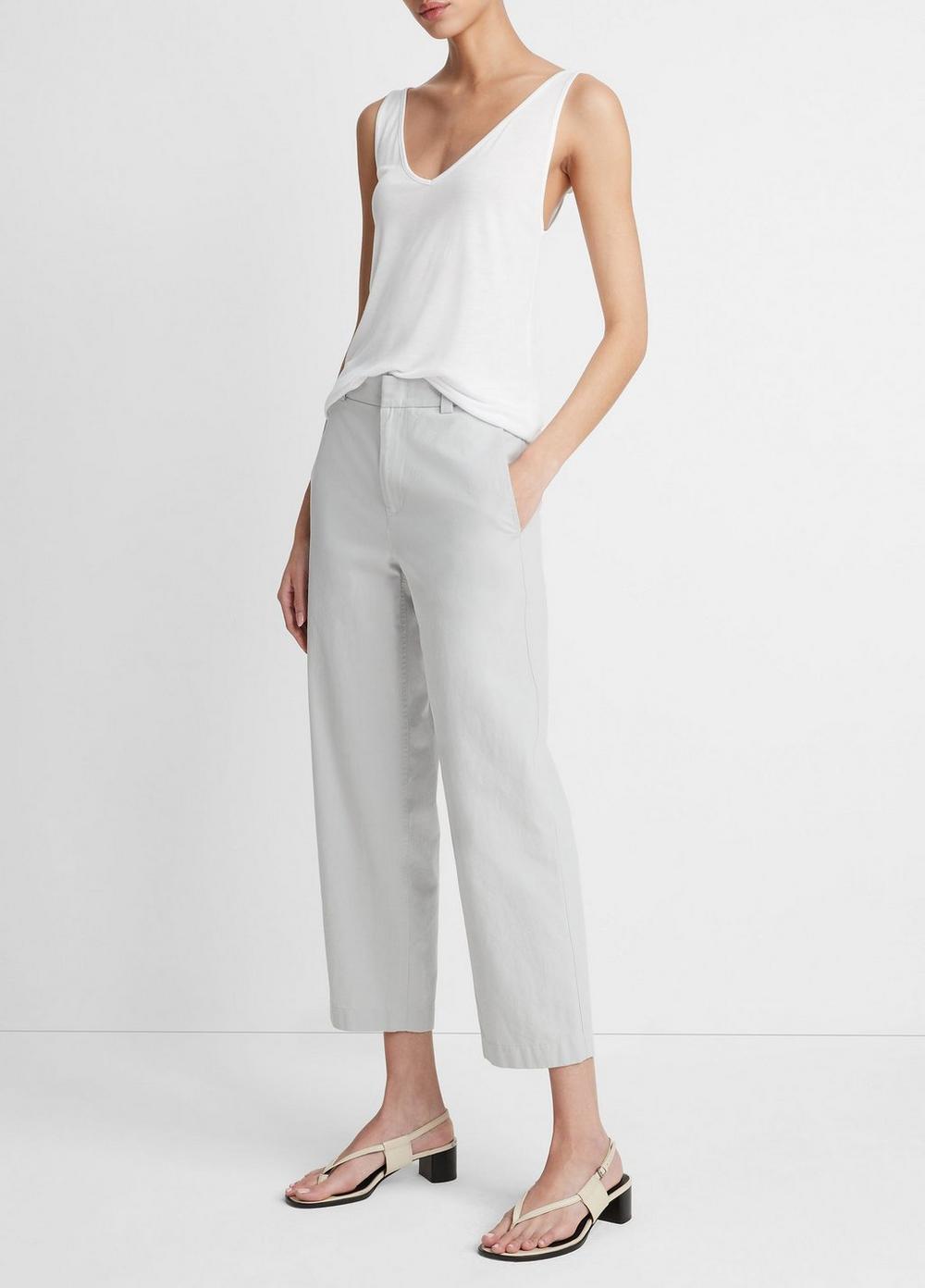 Low-Rise Washed Cotton Crop Pant Product Image