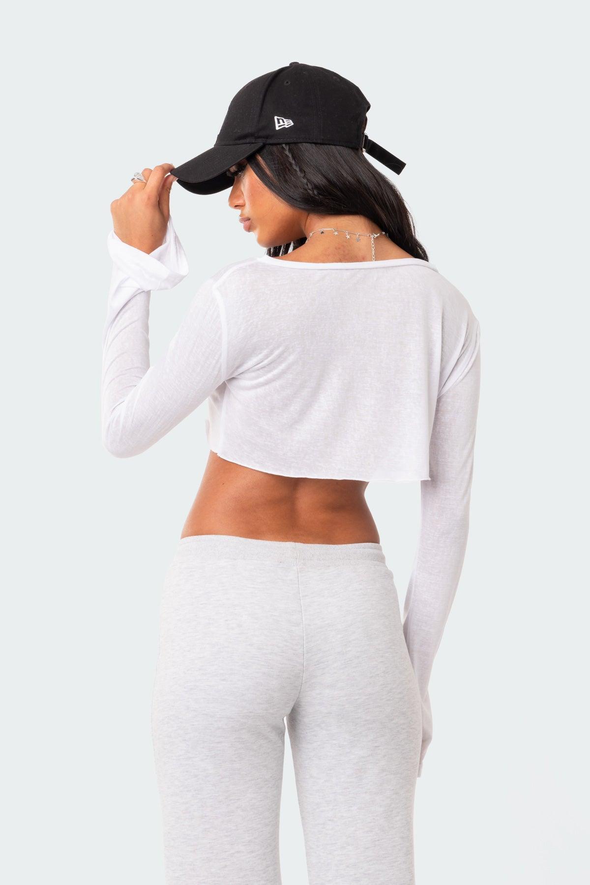 Sheer Raw Hem Crop Top Product Image