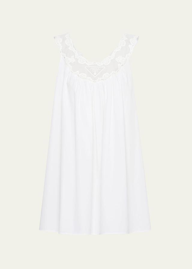 Womens Embroidered Poplin and Lace Dress Product Image