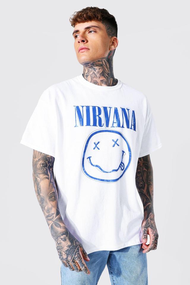 Oversized Nirvana Face License T-shirt | boohooMAN USA Product Image