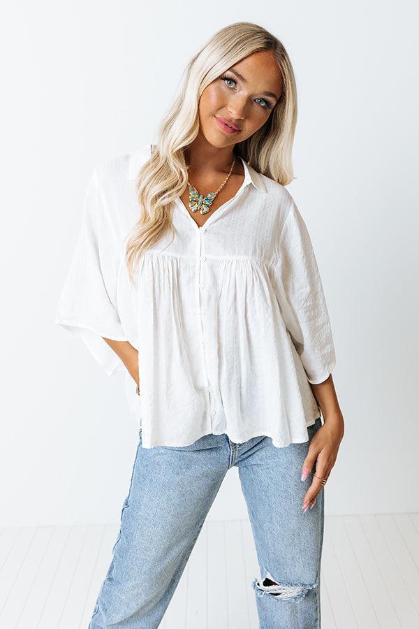 Ready To Scroll Babydoll Top In White Product Image