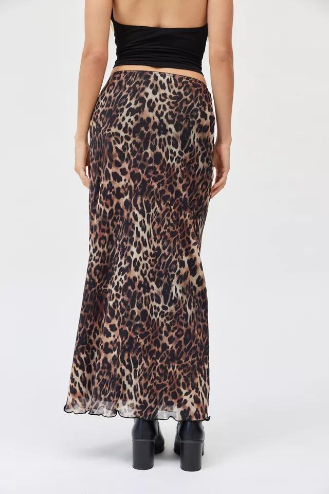 UO Leopard Print Mesh Maxi Skirt Product Image