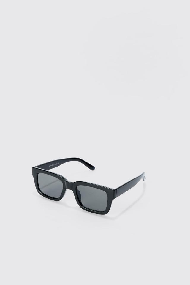 Plain Plastic Sunglasses In Black | boohooMAN USA Product Image