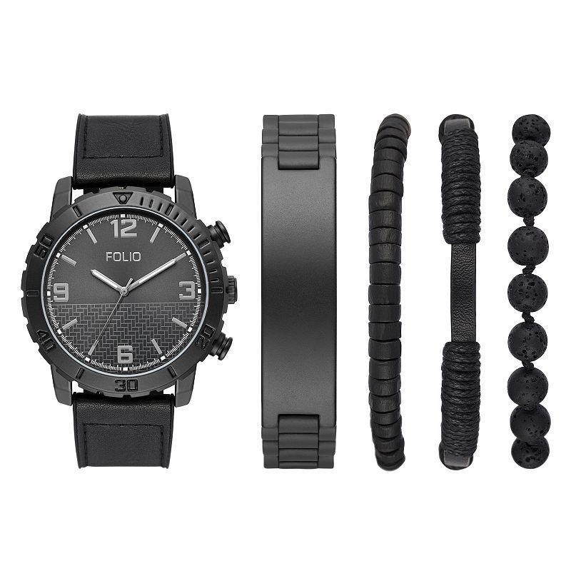 Folio Mens Gunmetal and Black Tone Stackable Accessory Set Product Image