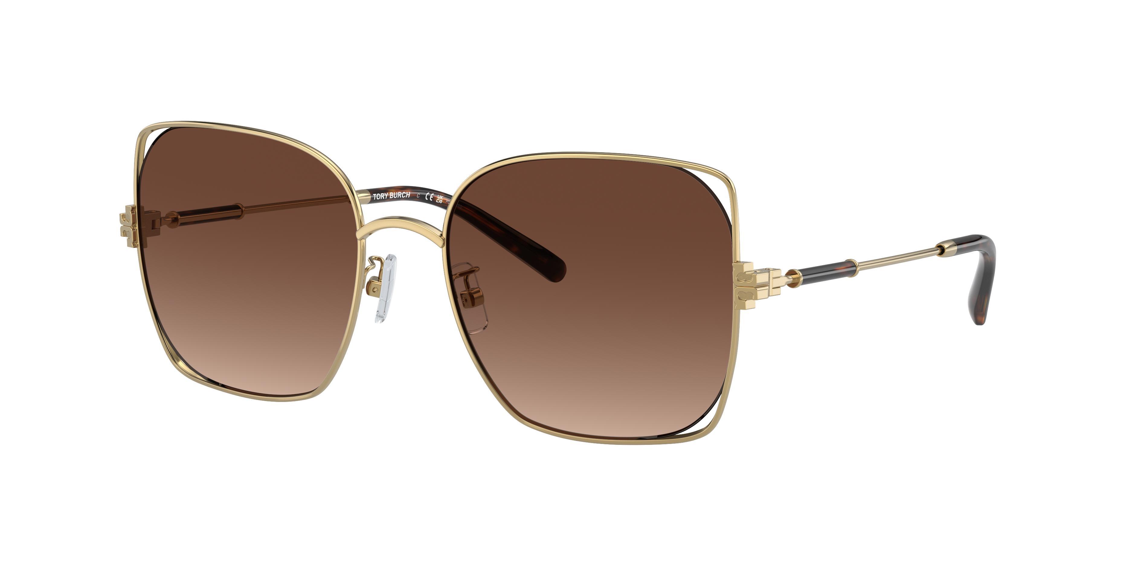 Tory Burch Womens 0TY6097 55mm Gradient Gold Polarized Square Sunglasses Product Image