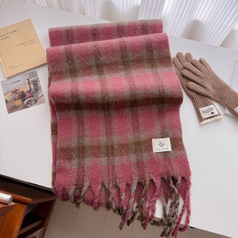 Plaid Fringed Trim Scarf Product Image