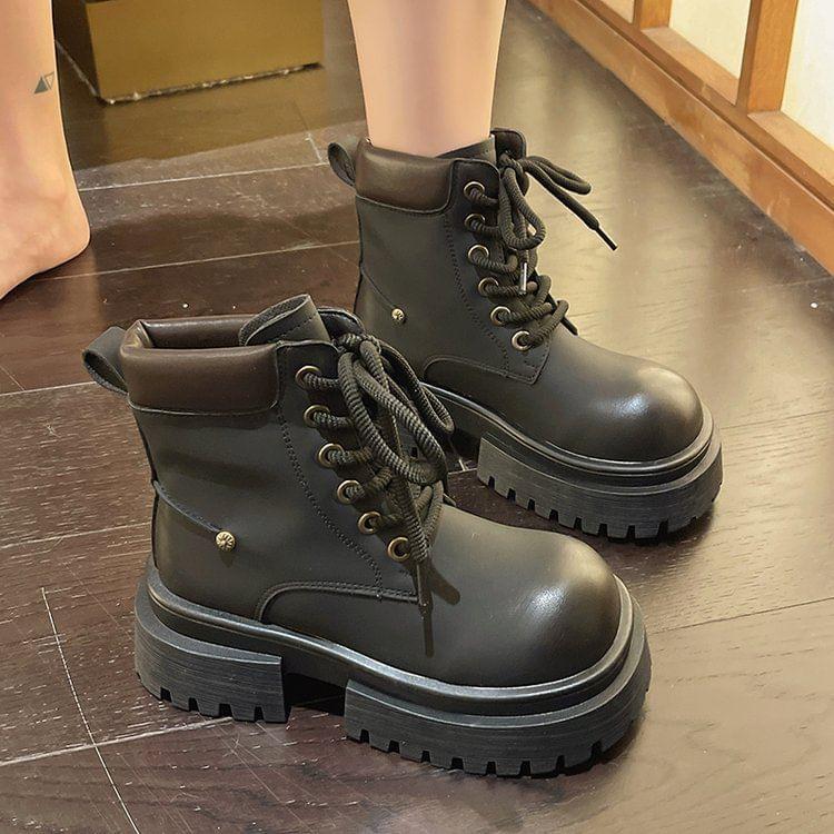 Platform Lace Up Short Boots product image