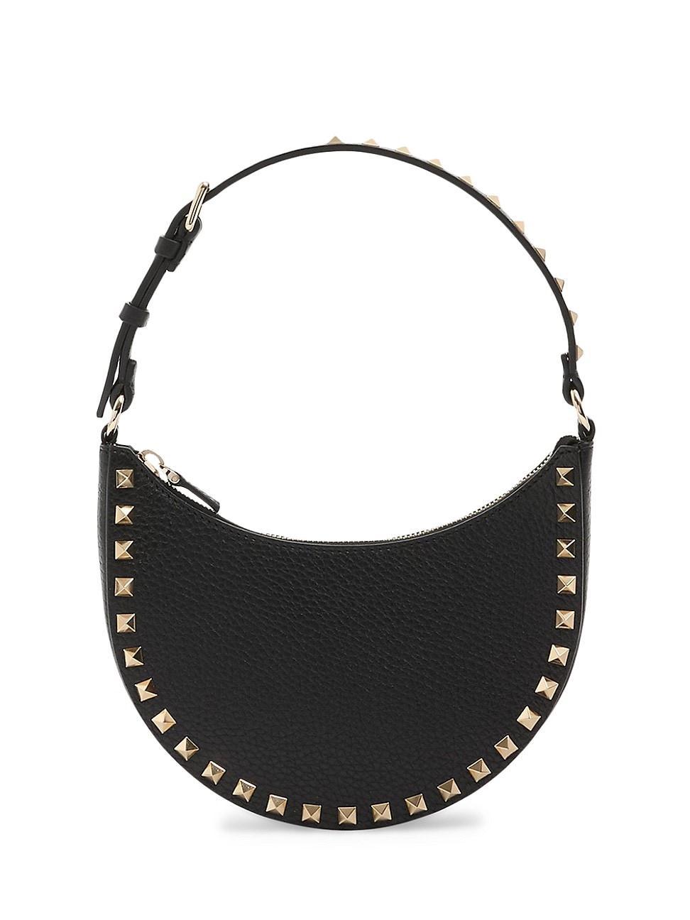 Womens Mini Rockstud Hobo Bag in Grainy Calfskin Product Image