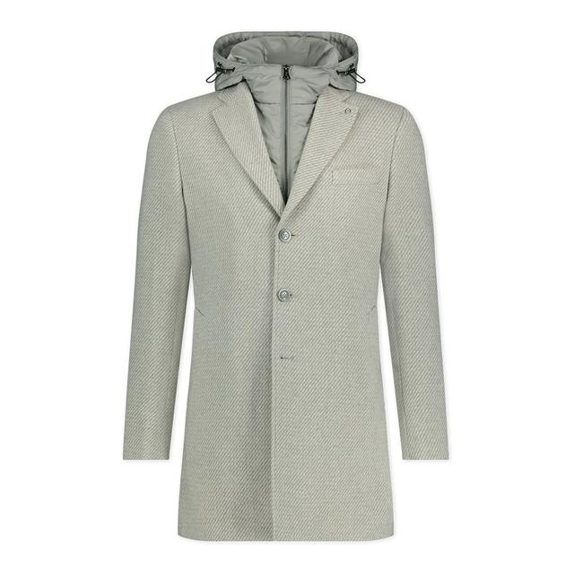 Blue Industry Wool Twill Coat with Removable Hood Product Image