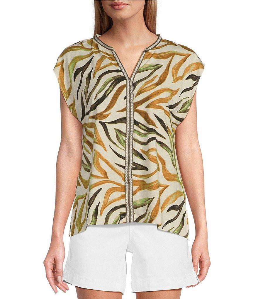 Westbound Petite Size V-Neck Cap Sleeve Safari Knit Top Product Image