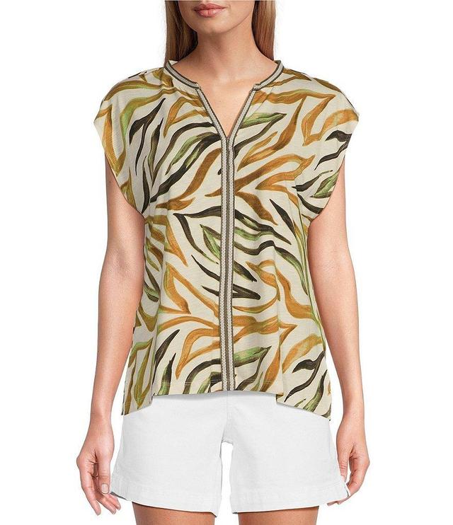 Westbound Petite Size V-Neck Cap Sleeve Safari Knit Top Product Image