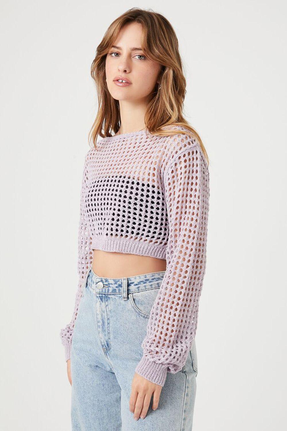 Cropped Open-Knit Sweater Top | Forever 21 Product Image