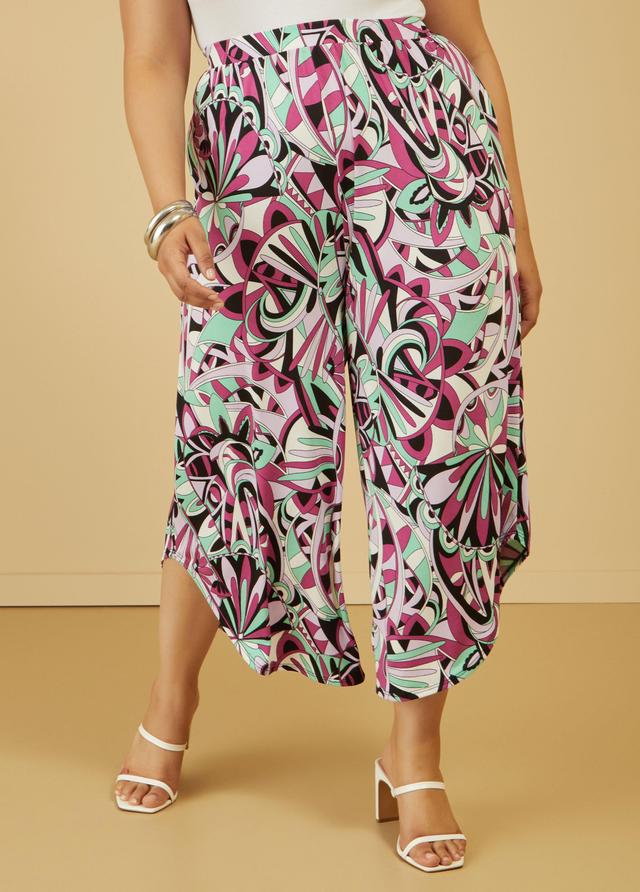 Cropped Abstract Print Pants Product Image