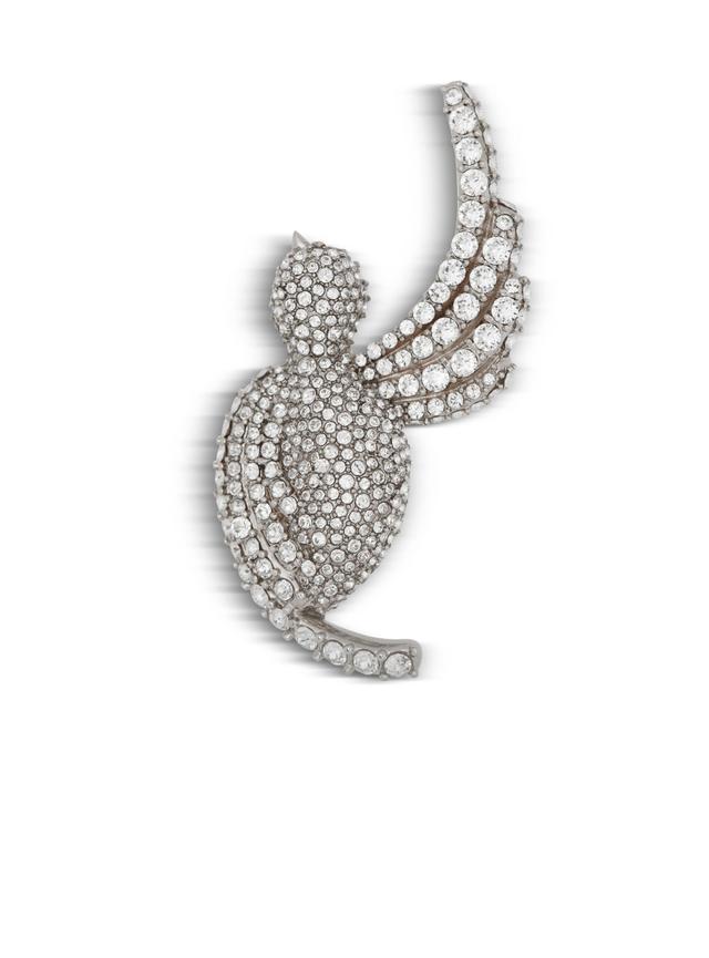 Rhinestone and palladium Swallow brooch Product Image