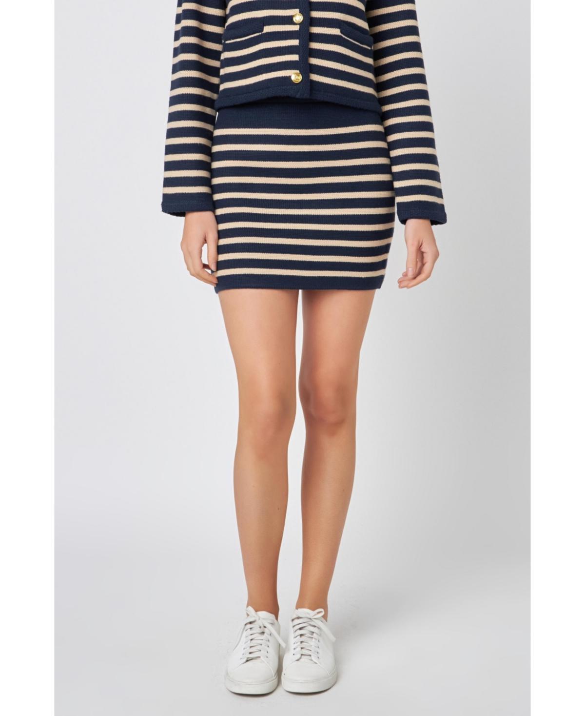 Womens Knit Striped Mini Skirt Product Image