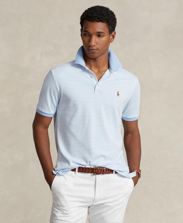 Polo Ralph Lauren Classic Fit Striped Soft Cotton Polo Shirt Bell/ White) Men's Clothing Product Image