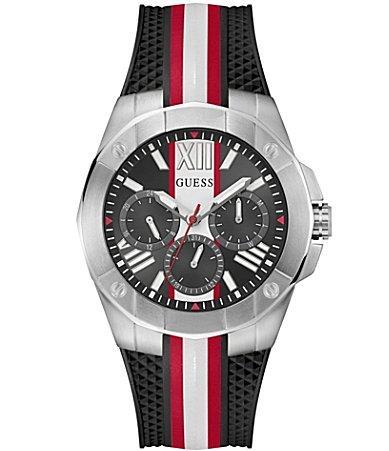 Guess Mens Multifunction Red and Black Silicone Strap Watch Product Image