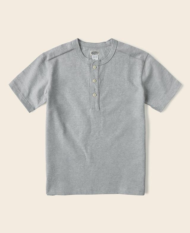 10.6 oz Cotton Short Sleeve Henley T-Shirt - Gray Product Image