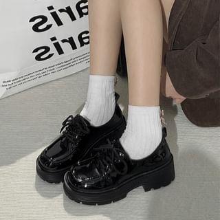 Platform Chunky Heel Lace-Up Shoes Product Image