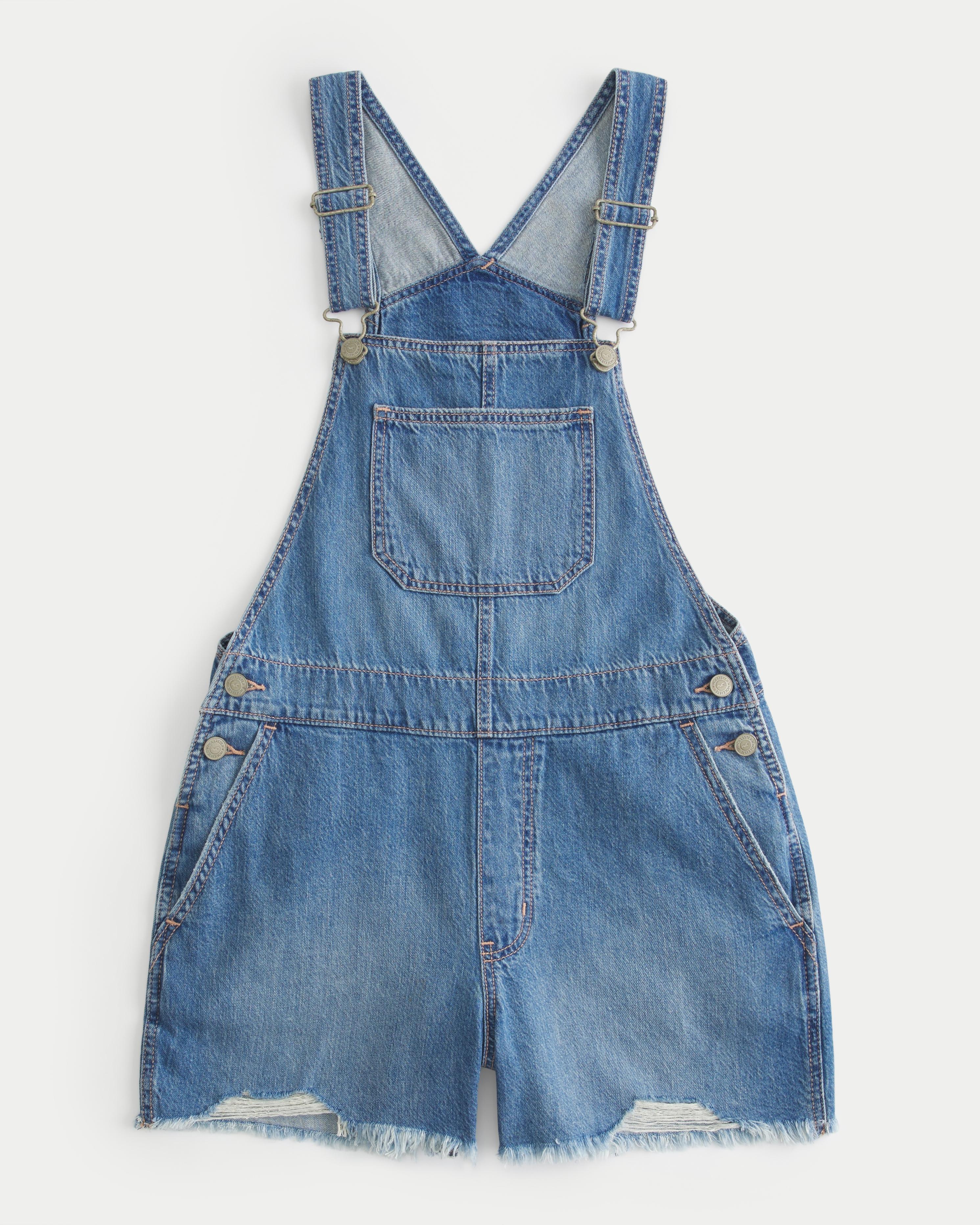 Medium Wash Denim Shortalls Product Image