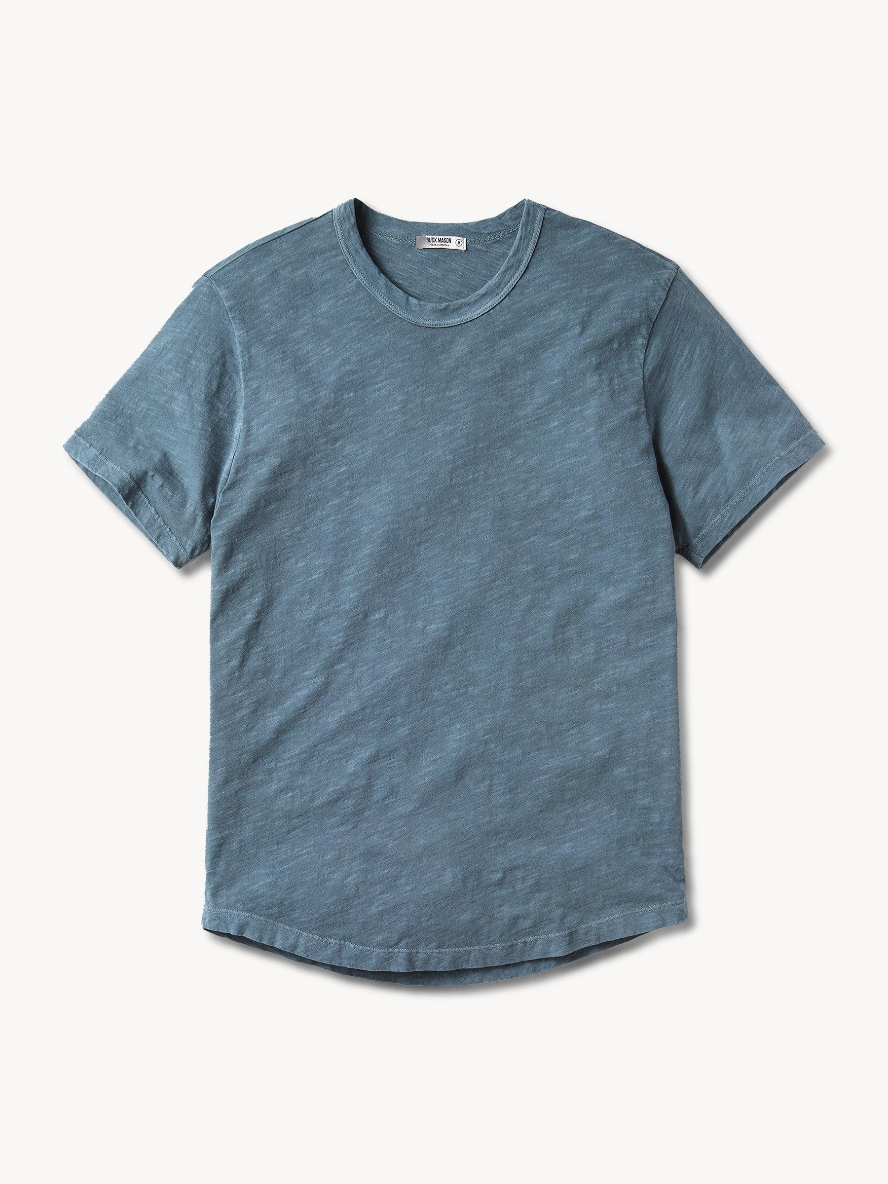 Faded Blue Venice Wash Slub Curved Hem Tee Product Image