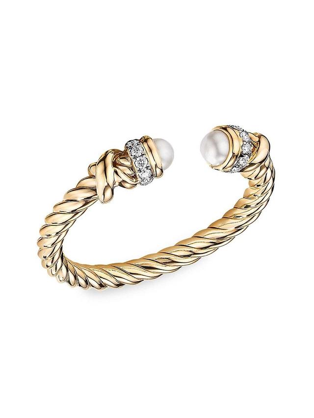 Womens Helena Open Ring In 18K Yellow Gold With 2.75-3MM Pearls & Diamonds Product Image