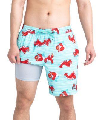 Men's Oh Buoy 2N1 Lobster Print Volley 7 Swim Shorts Product Image