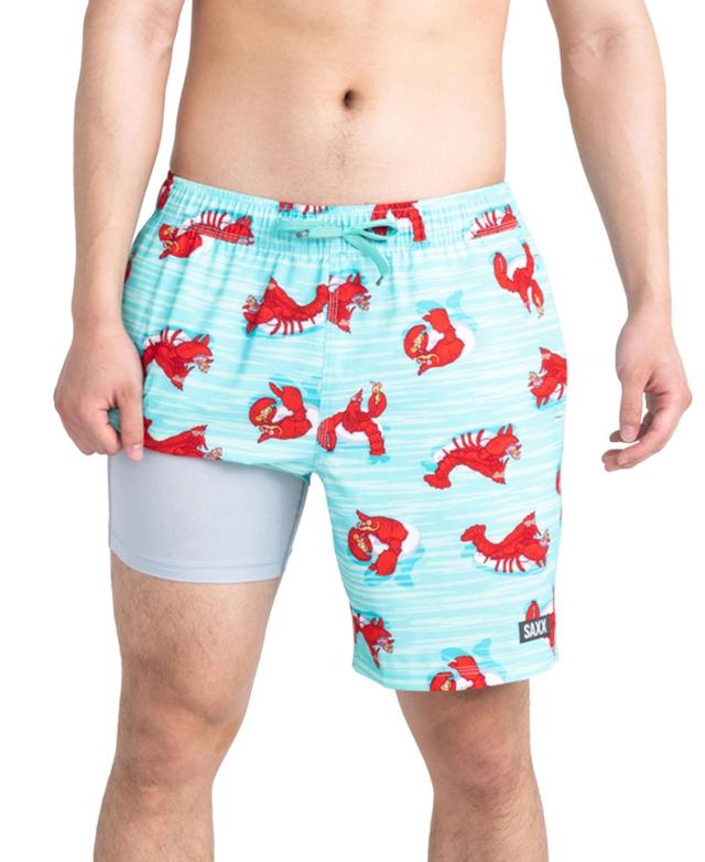 Men's Oh Buoy 2N1 Lobster Print Volley 7 Swim Shorts Product Image